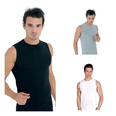 2 Pack Herren Muskelshirt Unterhemden T-Shirt Tank-Top %100 Baumwolle K-4
