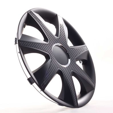 4x Radkappen 15 Zoll Radzierblenden Radblenden Run Carbon Dark Carbon / Schwarz Für