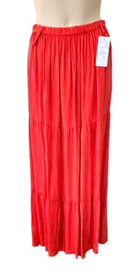 Italy Sommerrock Maxirock Stufenrock 100 % Viskose one size 38-42 Farbe: Helles Rot