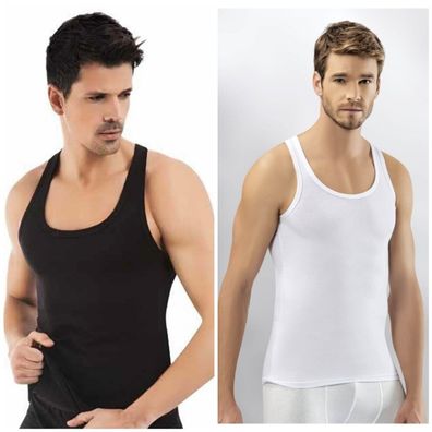 2 Pack Premium Herren Unterhemden Feinripp Tank Top Baumwolle K-57