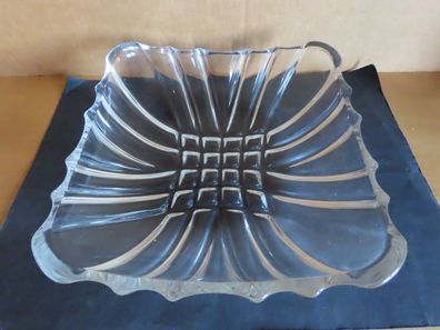 Schüssel Glasschüssel klar Gebäckschale viereckig ca. 6cm H