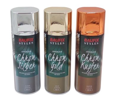 Baufix Chrom Effektlack Lackspray 400ml Farbspray Sprühdose Lack Spraydose neu