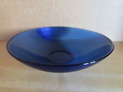 Schüssel Glasschüssel Gebäckschale rund blau geriffelt ca. 5,8 cm H
