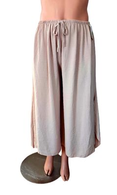 Italy Sommerhose Hose Gummizug weites Bein Viskose one size bis 52/54 in Beige