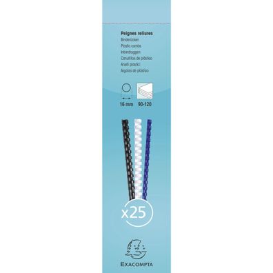 25 plast. binderücken 16mm A4 weiß