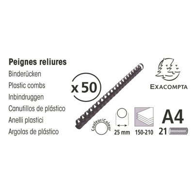 50 plast. binderücken 25mm A4 sw