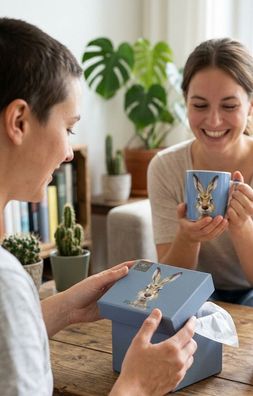 Porzellan-Becher Rabbit Buster - Süßer Hasen-Kaffeebecher 300ml mit Geschenkbox