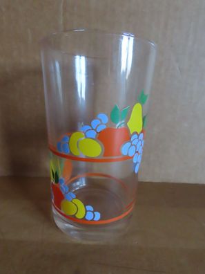 Glas Trinkglas mit bunten Früchten Druck ca. 11,5 cm H