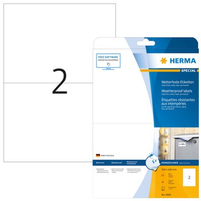Herma Etiketten permanent wetterfest 210 x 148 mm weiss 10 Bl 20 Etik