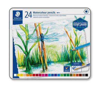 Aquarellstift 2,9 mm, hängbares Metalletui mit 24 Farben