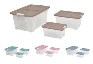 Allzweck-Stapelbox 3er-Set mit Deckel Aufbewahrungsbox Rollenbox Spielzeugkiste