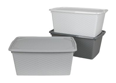 Aufbewahrungsbox 40 L Rattanoptik Dekobox Aufbewahrungskiste Allzweckbox Kiste