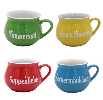 Keramik Suppentasse mit Spruch Tasse Suppenteller Schüsselset Suppentasse