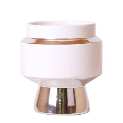 Le Chic Blumentopf Weiß mit silbernen Details â?? Dekorativer Keramiktopf ß9cm â?? El