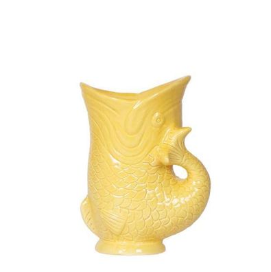 Dekotopf Fish â?? Gelb â?? ß9cm â?? Keramik Blumentopf in Fischform â?? Glänzende Obe