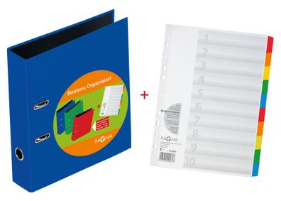 Pagna Set Ordner A4 75 mm blau mit Register A4 10tlg