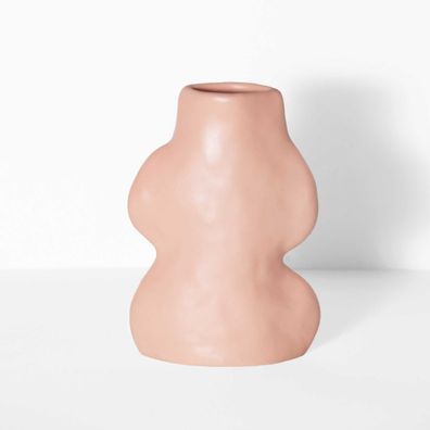 Fluxo Keramikvase klein Rosa â?? Handgemachte Blumenvase 9x5x14cm â?? Moderne Deko Va