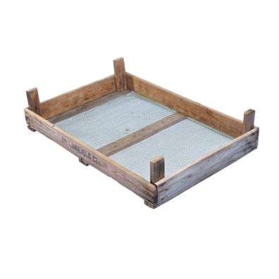 Rustikales Zwiebelsieb â?? Original Vintage-Holzsteige mit Stahlgitter 75x51x9 cm â??