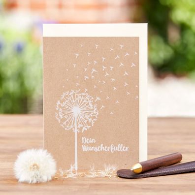 Grußkarte Dein Wunscherféller â?? Pflanzbare Karte aus Saatpapier mit Wildblumensamen