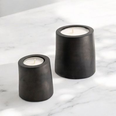 Teelichthalter GEMMA 2er Set â?? Handgemachte Teelicht-Halter aus Beton â?? Minimalis