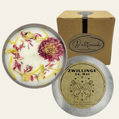Sternzeichen Zwillinge Duftkerze - Handgemachte Sojawachs-Kerze - Personalisiertes As