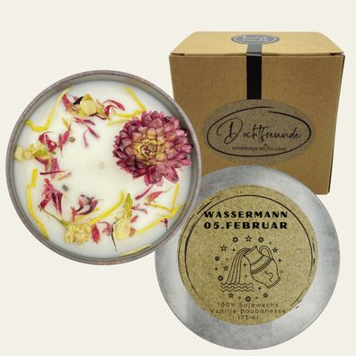 Sternzeichen Wassermann Duftkerze - Handgemachte Sojawachs-Kerze - Personalisiertes A