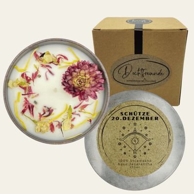 Sternzeichen Schétze Duftkerze - Handgemachte Sojawachs-Kerze - Personalisiertes Astr