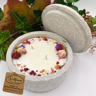 Handgefertigte Betonkerze Betongrau â??Herbstgléhenâ?? fér Herbst und Winter - Stilvo