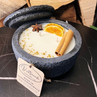 Betonkerze "Black Cinnamon" Stilvolle Sojawachskerze fér Ihr Zuhause. Aromatherapie K