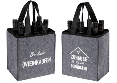 Filz-Flaschenträger für 6 Flaschen Getränketasche Flaschenkorb Einkaufstasche