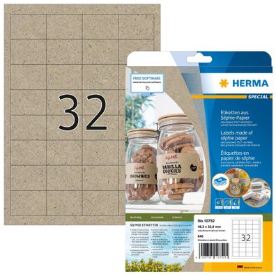 Herma Etiketten permanent 48,3 x 33,8 mm Silphie braun 20 Bl 640 Etik