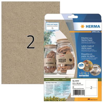 Herma Etiketten permanent 210 x 148 mm Silphie braun 20 Bl 40 Etik