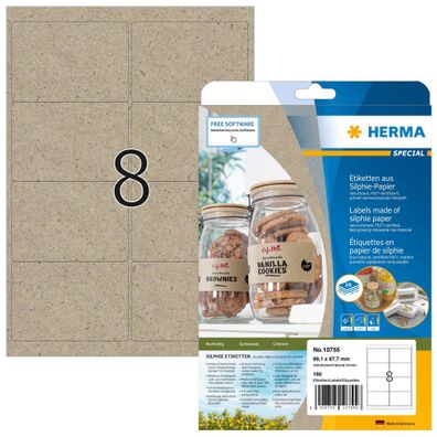 Herma Etiketten permanent 99,1 x 67,7 mm Silphie braun 20 Bl 160 Etik