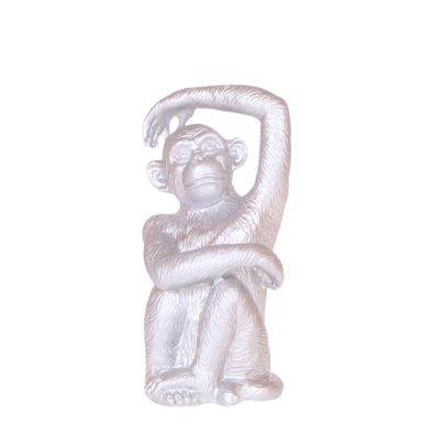 Dekofigur Sitzender Affe â?? Silber â?? 13cm â?? Polystone Deko Skulptur fér Wohnzimm