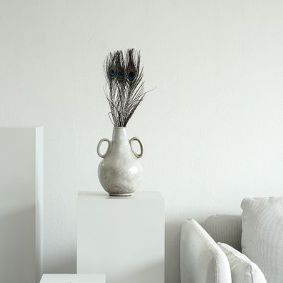 Pfauenfedern â?? 3 Stiele â?? Deko-Federn in Naturgrén oder Weiß gebleicht â?? 15â??1