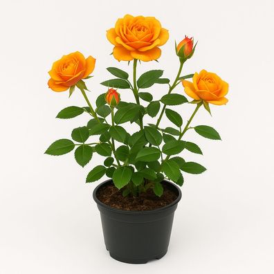 Zwergrose orange/gelb â?? kompakte Minirose fér Garten, Balkon & Kébel â?? winterhart