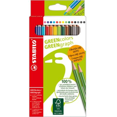 Stabilo GREENcolors GREENgraph 12 + 2 Promo Etui