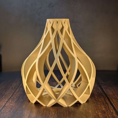 Vulkan Vase White Oak â?? Design-Vase aus PLA-Wood im 3D-Druck â?? Moderne Holzoptik