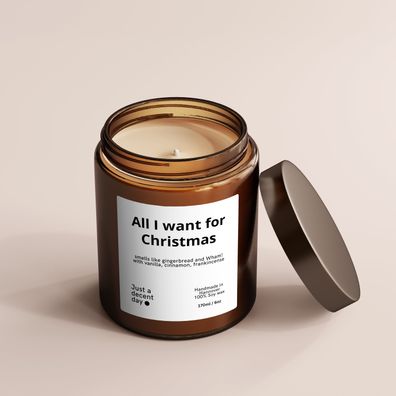 Duftkerze All I Want for Christmas â?? Weihnachtsduft Kerze aus Sojawachs â?? 170ml â
