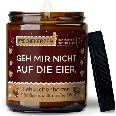 Duftkerze mit Deckel und Spruch â??geh mir nicht auf die eierâ?? â?? Lustige Kerze im