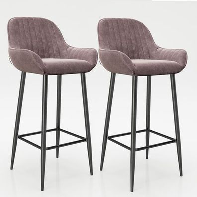 Playboy - Barstuhl "MARILYN", 2er Set, gepolsterter Sitz und Rücken, Samt in Rosa