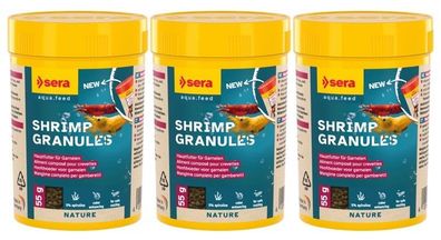 3x Sera Shrimp Granules Nature 100ml Garnelenfutter stärkt das Immunsystem