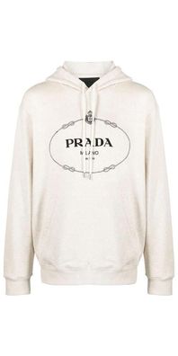 Prada Hoodie mit Logo Print Weiß Herren