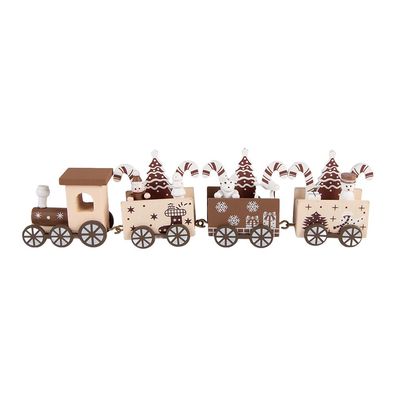 Clayre & Eef Weihnachtsdekorationsfigur Zug 27x4x8 cm Beige Holz (Gr. 27x4x8 cm)