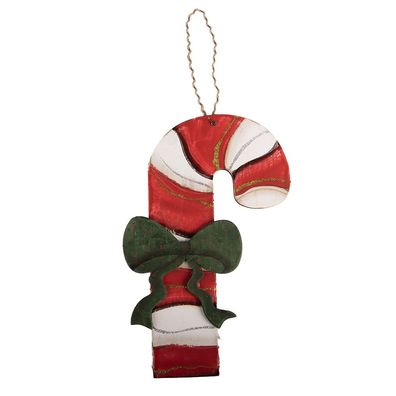 Clayre & Eef Weihnachtsanhänger Zuckerstange 16x1x29 cm Rot Holz (Gr. 16x1x29 cm)