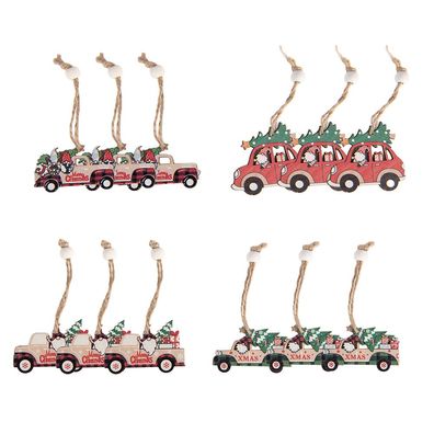 Clayre & Eef Weihnachts-Anhänger 12er-Set Auto Rot Holz (Gr. 13x13x1 cm (12))