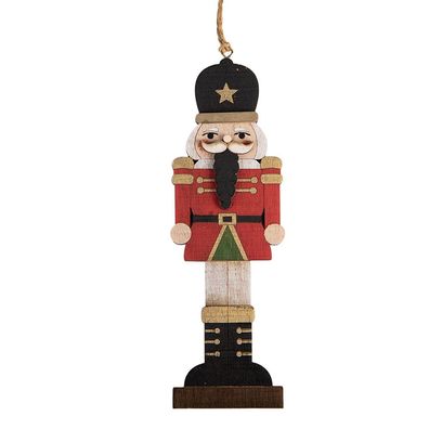 Clayre & Eef Weihnachtsanhänger Nussknacker Rot Holz (Gr. 6x1x18 cm)