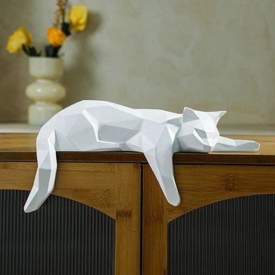 Statue de Chat Géométrique - Sculpture Moderne pour Bureau et Maison
