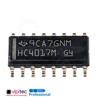 74HC4017 Dekadischer Aufwärts-, Abwärts-Zähler, Teiler | SMD SO-16 2..6V 125°C