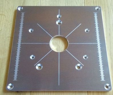 FrästischEinlegeplatteBefestigungsplatteOberfräse Bosch POF1400, 1200, 1mm Skala